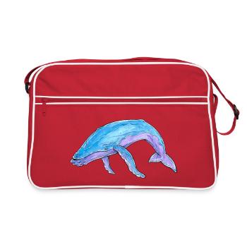 Humpback Whale Watercolor - Retro Bag - red/white - Front
