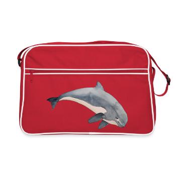 Schweinswal-Meerschweinchen - Retro Tasche - Rot/Weiß - Vorne