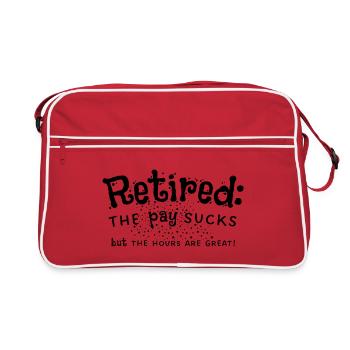 Ruhestand: Gehalt schlecht Arbeitszeiten großartig - Retro Tasche - Rot/Weiß - Vorne