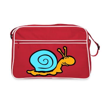 Schneckenhaus Schnecke Nacktschnecke lächelt süß - Retro Tasche - Rot/Weiß - Vorne