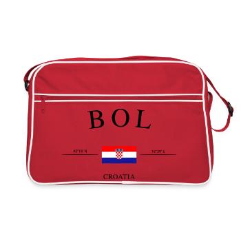 Bol Croatia – Holiday Souvenir & Gift - Retro Bag - red/white - Front