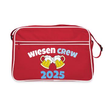 Wiesen Crew 2025 Bierglas Design Bayern - Retro Tasche - Rot/Weiß - Vorne