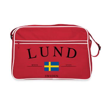 Lund, Suède – Souvenir et cadeau de vacances - Sac Retro - rouge/blanc - Devant