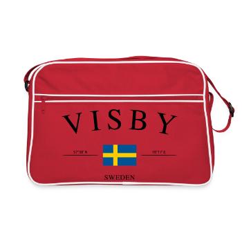 Visby, Suède – Souvenir et cadeau de vacances - Sac Retro - rouge/blanc - Devant