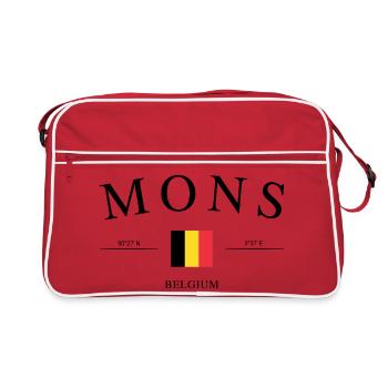Mons, Belgique – Souvenir et cadeau de vacances - Sac Retro - rouge/blanc - Devant