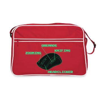 Headclicker Gaming Blueprint Neon Design - Retro Tasche - Rot/Weiß - Vorne