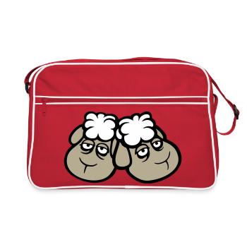 Couple de moutons Fatigué Triste Somnolent Ami épuisé - Sac Retro - rouge/blanc - Devant