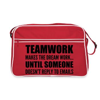 Travail d'équipe... sans réponse aux e-mails - Sac Retro - rouge/blanc - Devant