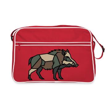 Low Poly géométrique de sanglier - Sac Retro - rouge/blanc - Devant