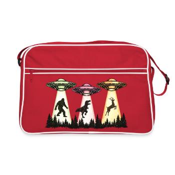 Vaisseau OVNI Sasquatch d’abduction extraterrestre Bigfoot - Sac Retro - rouge/blanc - Devant