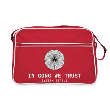 In Gong We Trust – Lustiges Gong & Klang Design - Retro Tasche - Rot/Weiß - Vorne