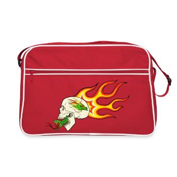 Motif rétro biker – Dragon de Flamme & Serpent - Sac Retro - rouge/blanc - Devant