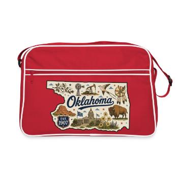 Autocollant de voyage vintage de l’Oklahoma Sooner State - Sac Retro - rouge/blanc - Devant