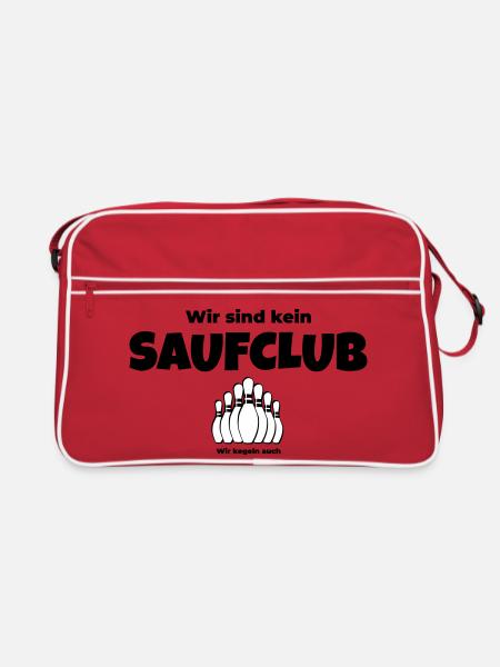 Wir sind kein Saufclub – Wir kegeln auch - Retro Tasche - Rot/Weiß