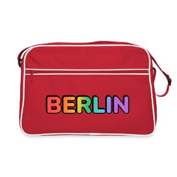 Berlin Rainbow Gradient Letters LGBT - Retro Bag - red/white - Front