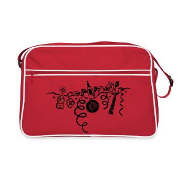 Silvester, Party, Karneval, New Years Eve - Retro Tasche - Rot/Weiß - Vorne
