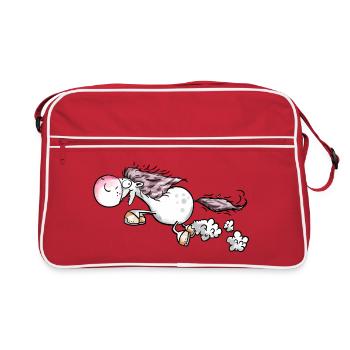 Pferd gibt Vollgas - Retro Tasche - Rot/Weiß - Vorne