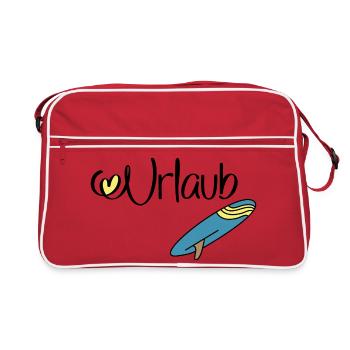 Urlaub mit Surfbrett - Retro Tasche - Rot/Weiß - Vorne