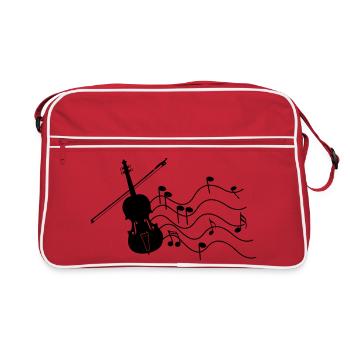 Violine mit Noten - Retro Tasche - Rot/Weiß - Vorne
