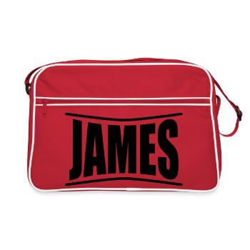 nom t-shirt James t-shirt idée cadeau - Sac Retro - rouge/blanc - Devant