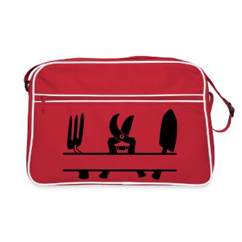 Gartengärtner Werkzeug Textbanner - Retro Tasche - Rot/Weiß - Vorne