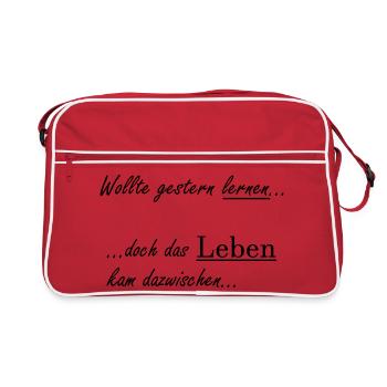 University proverb "Wanted to learn yesterday" Students - Retro Bag - red/white - Front