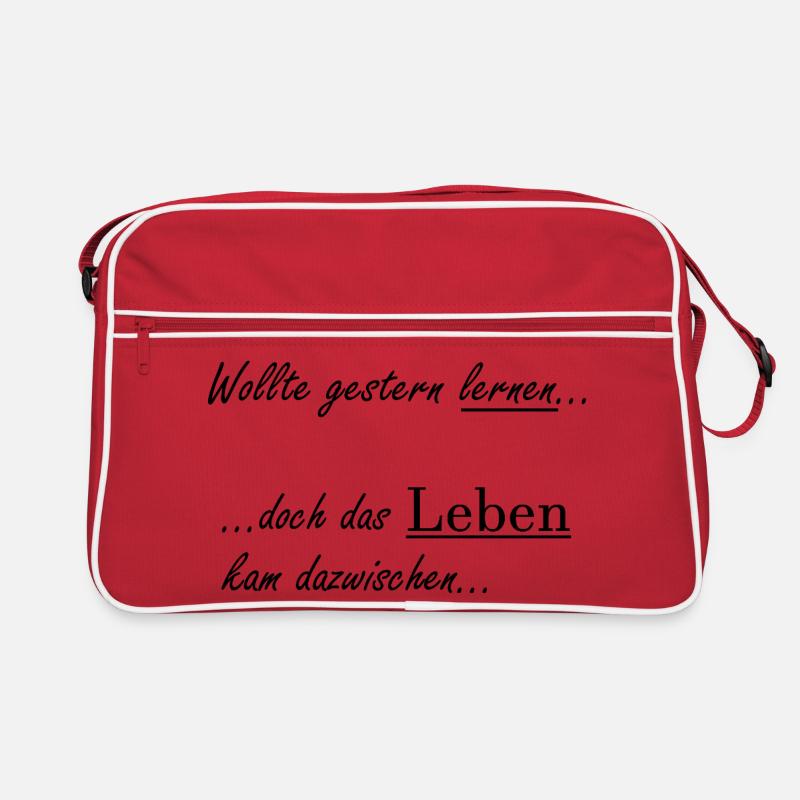 Unispruch "Wollte gestern lernen" Studenten Retro Tasche
