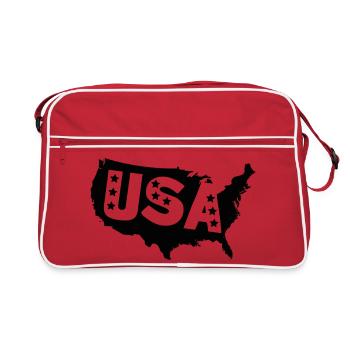 USA Silhouette with Star Flag Motif - Retro Bag - red/white - Front