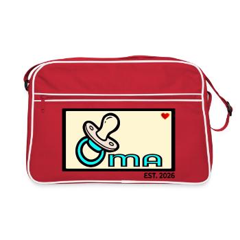 Baby verkünden - Oma 2026 Familie - Retro Tasche - Rot/Weiß - Vorne