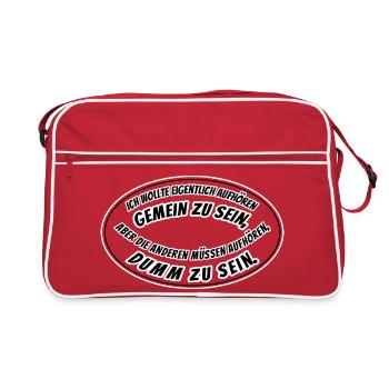 gemein und dumm - Retro Tasche - Rot/Weiß - Vorne