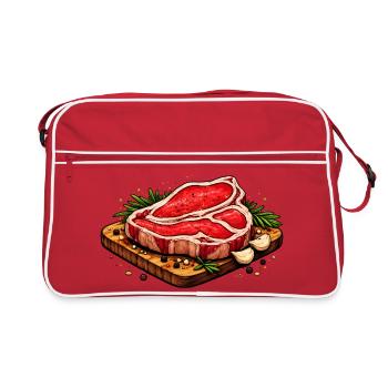 Illustration de steak juteux - Sac Retro - rouge/blanc - Devant