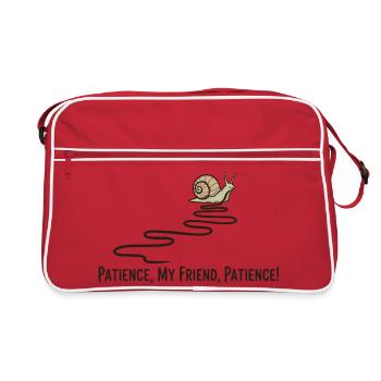 Patience My Friend Snail Funny Slow Animal Quote - Retro Bag - red/white - Front