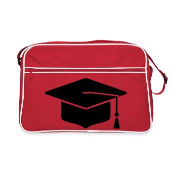 Doktorhut Abschluss Icon - Retro Tasche - Rot/Weiß - Vorne