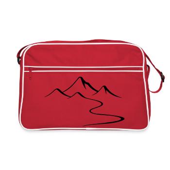 Mountains Outline Silhouette - Retro Bag - red/white - Front