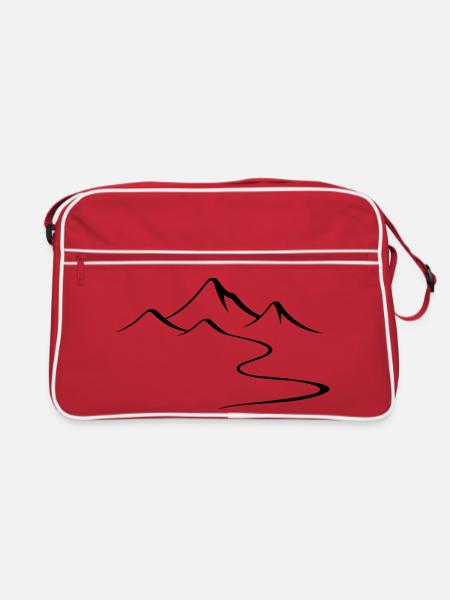 Mountains Outline Silhouette - Retro Bag - red/white - Front