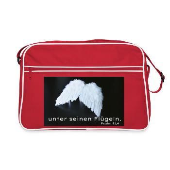 Engelflügel Psalm 91:4 - Retro Tasche - Rot/Weiß - Vorne