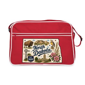 North Dakota Peace Garden State Vintage Sticker - Retro Bag - red/white - Front