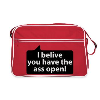 I belive you have the ass open | german phrases - Sac Retro - rouge/blanc - Devant