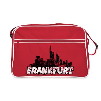 Frankfurter Skyline Frankfurt (Vintage S/W) - Retro Tasche - Rot/Weiß - Vorne