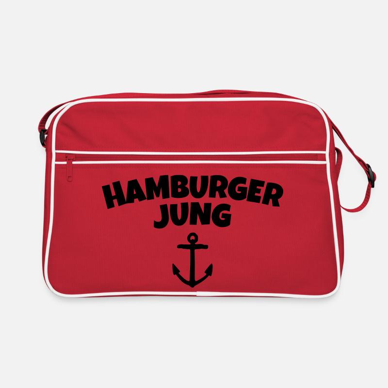 Hamburger Jung aus Hamburg - Retro Tasche - Rot/Weiß