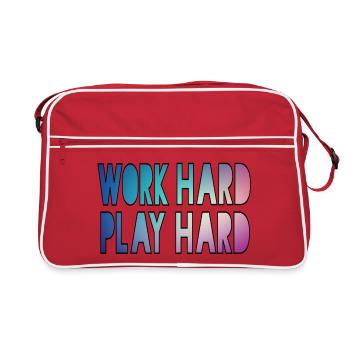 Travailler dur, jouer dur, travailler dur jouer dur * - Sac Retro - rouge/blanc - Devant