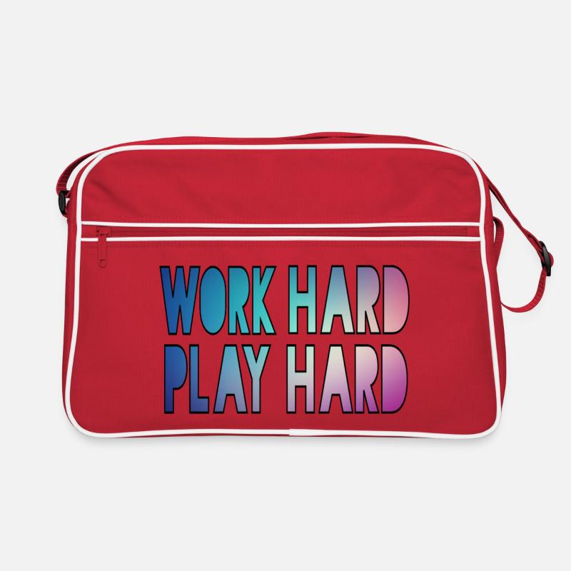 Arbeite hart, spiele hart, arbeite hart, spiele hart * Retro Tasche
