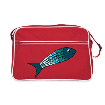 sardine. fish. April fool. sea. ocean - Retro Bag - red/white - Front