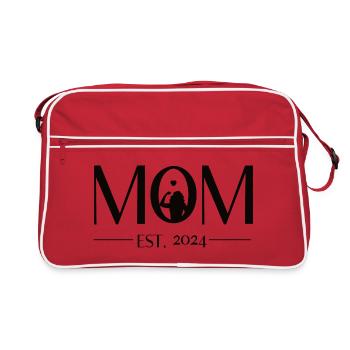Mom to be - Mama est. 2024. Werdende Mutter - Retro Tasche - Rot/Weiß - Vorne