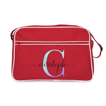 C| Monogramme | Nom | Christoph | Aquarelle - Sac Retro - rouge/blanc - Devant