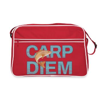 Carp Diem – Blague amusante sur les pères pêcheurs - Sac Retro - rouge/blanc - Devant