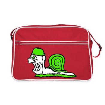 Schnecke Soldat Militär General Helm Krieg Böse - Retro Tasche - Rot/Weiß - Vorne