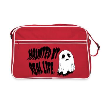 Haunted by Real Life | Sad Ghost Design - Retro Tasche - Rot/Weiß - Vorne