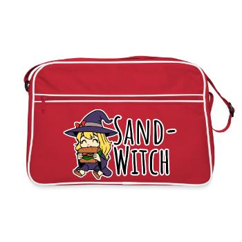 Sand-Witch, the little witch eats a sandwich - Retro Bag - red/white - Front