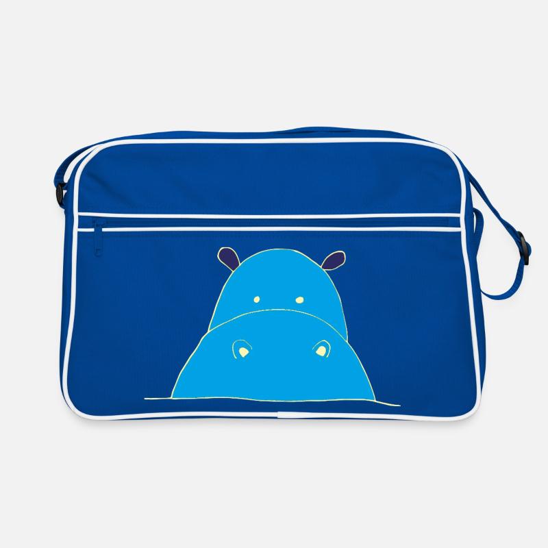 Hippopotame bleu hippopotame Sac Retro